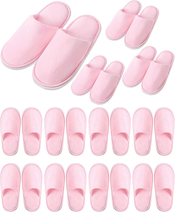 12 Pairs Kids Disposable Slippers for Guests Closed Toe Non Slip Spa Slippers Bulk Soft House Slippers Winter Warm Flip Flops for Boys Girls Travel Hotel Party Indoor Outdoor