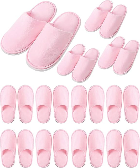 12 Pairs Kids Disposable Slippers for Guests Closed Toe Non Slip Spa Slippers Bulk Soft House Slippers Winter Warm Flip Flops for Boys Girls Travel Hotel Party Indoor Outdoor