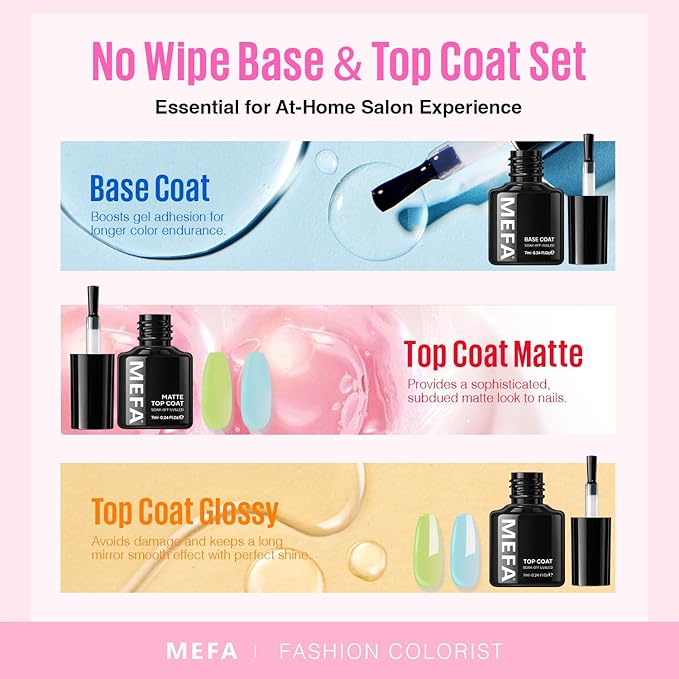 MEFA 32 Colors Gel Nail Polish Kit with U V Light, Spring Gel Nail Kit Pastel Pink Blue Glitter Gel Nail Polish Set Manicure Tool Nail Art Decorations Gift