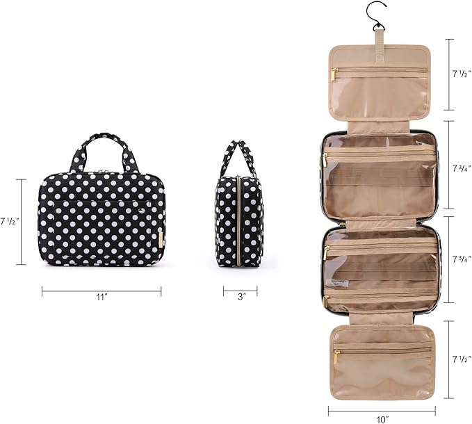 BAGSMART Toiletry Bag Travel Bag with Hanging Hook, Water-resistant Makeup Cosmetic Bag Travel Organizer for Accessories, Shampoo, Full Sized Container, Toiletries