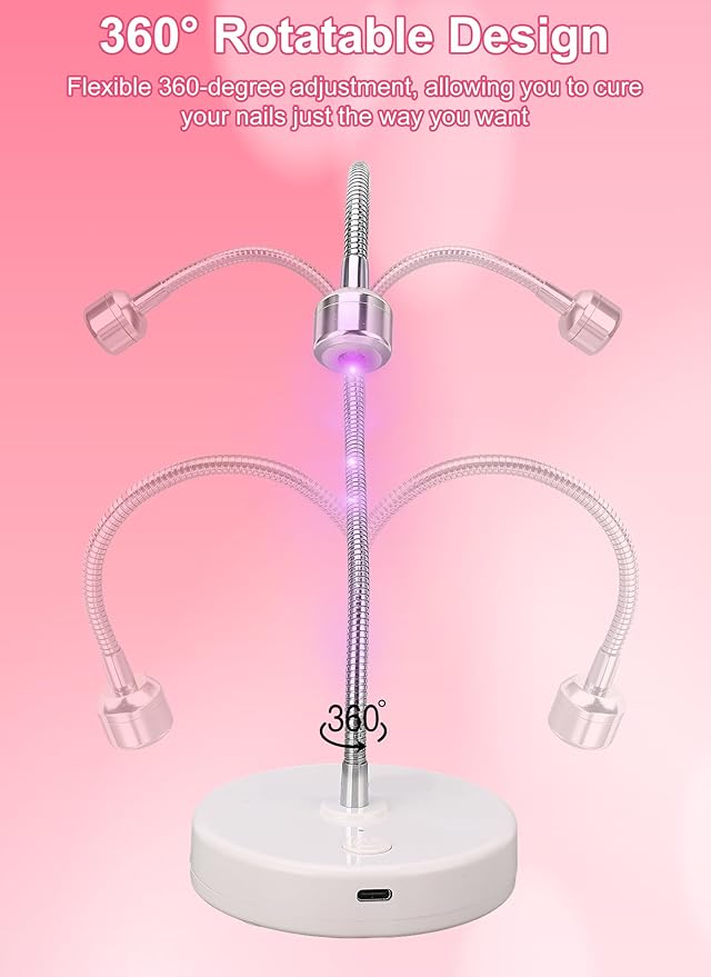 Zunate LED Light, 3W Gel Polish Drying Lamp, Flash Cure Light with Gooseneck, Gel Polish Dryer Lamp, Curing Lamp for Fluorescent Paint, Gel Nail