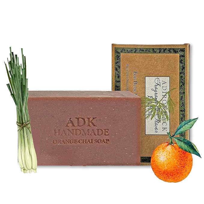 ADK Orange Chai Soap Natural Soap Bar 16oz Plant Based, Made, Organic Soap, Vegan Soap for Men & Women, For All skin Types, Anti-Aging, Cuts into 10 Soap Bars, Great Gift