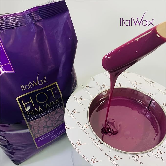 Italwax Plum - 1kg / 2.2lb - Hard wax beads for hair removal - Natural formulation ideal for all skin type - Fruit aroma - Recommended for Bikini Area and Armpits