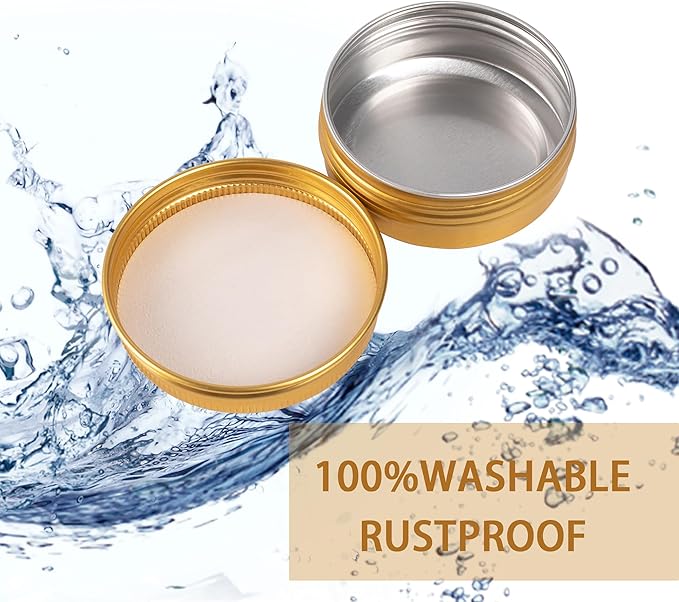 24 Pack 4oz/120ml Screw Top Aluminum Tin Jars with Screw Lids and Blank Labels - Refillable 120ml Metal Containers for Lip Balms, Candles, Salves, Spices, Crafts(Gold)