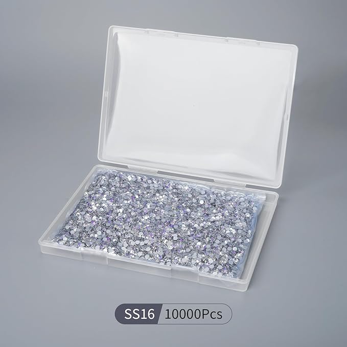 10000PCS Moonlight Rhinestones Bulk, Flat Back Crystal Glass Stone Round Gems,SS16, 3.8-4.0mm