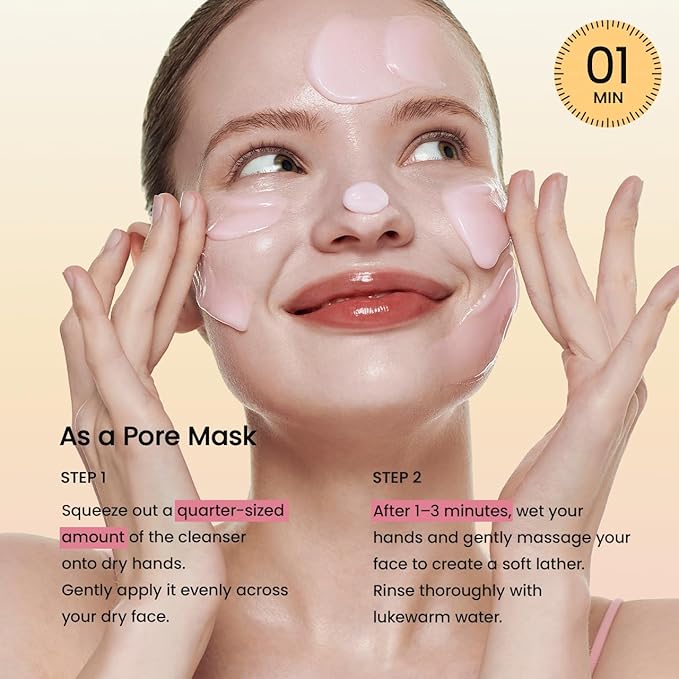 BIODANCE Collagen Mask To Foam Cleanser, Pink Face Wash for Women, 2-in-1 Pore Mask and Hydrating Foaming Facial Cleanser for Sensitive Skin, Oily Skin, Korean Skincareㅣ5.07 fl. oz. (150 ml)