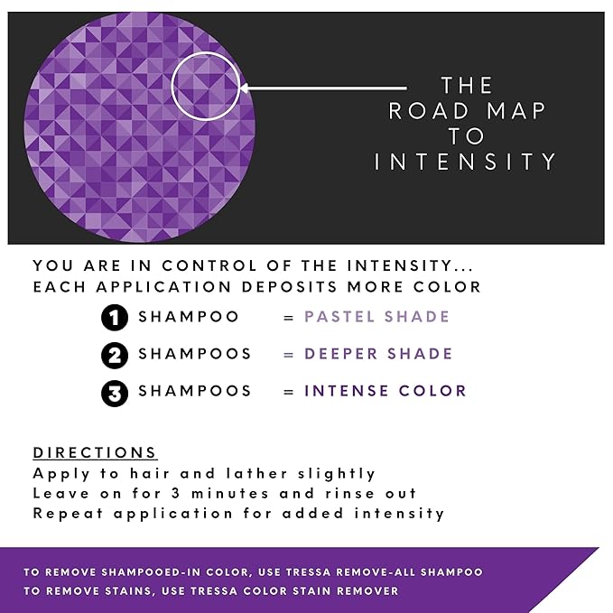 Watercolors by Tressa INTENSE 3-in-1 Color Depositing Shampoo, Semi Permanent Hair Color, Hair Dye Shampoo for Curly, Dry, and Normal Hair, 8 fl oz - PURPLE