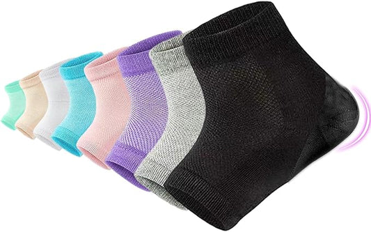 8Pairs Moisturizing Gel Heel Socks, Silicone Heel Socks, Heel Socks for Dry Cracked Feet Women, Toeless Heel Repair Socks for Foot Care Treatment, Cracked Heels, Dry Feet, Foot Calluses