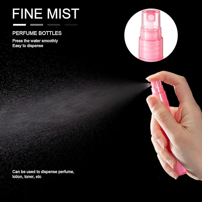 108 Pieces 10 ml Spray Bottles Plastic Perfume Bottles Empty Fine Mist Perfume Bottle for Essential Oils Supplies(Assorted Color)