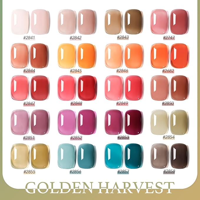 GAOY 23 Pcs Gel Nail Polish Kit, Fall Colors UV Gel Polish Set with Glossy & Matte Top Coat and Base Coat for Nail Art Home DIY