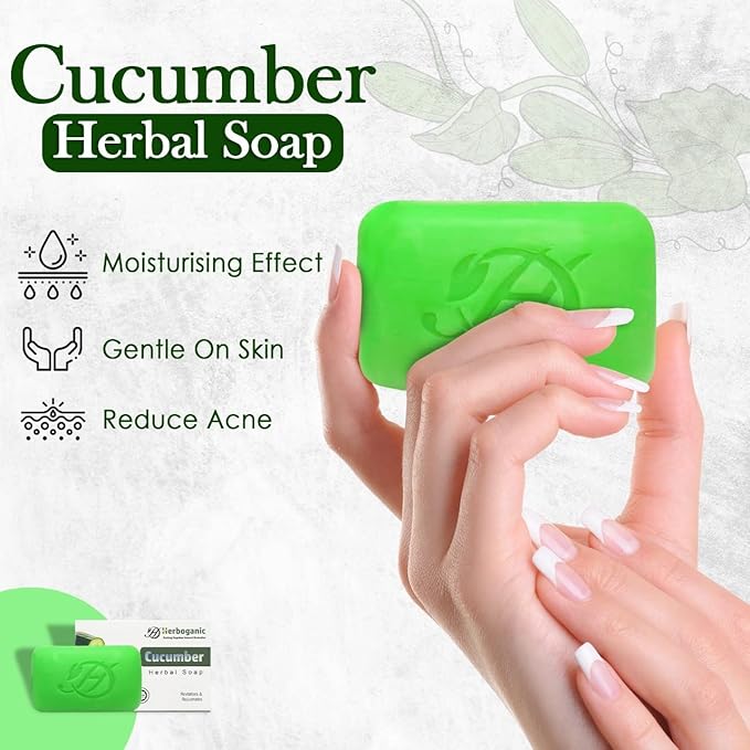 Cucumber Herbal Soap | Pack of 6 of 5oz soap Bar | Ideal for Men and Women, Soothing and Nourishing Soap for Moisturization