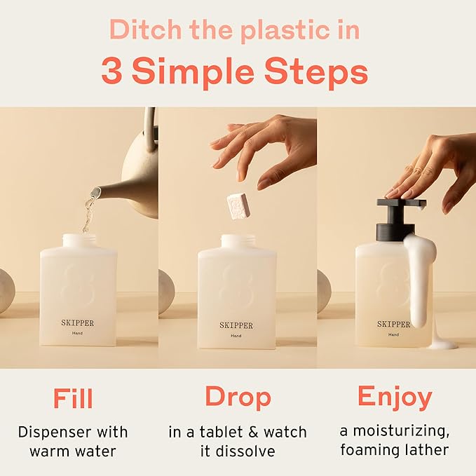 Tirtyl Skipper Foaming Hand Soap Tablet Refills - 12 Pack - 96 fl oz total (12x 8 fl oz) - Rebranded - Compostable Packaging - Variety Fragrance Pack