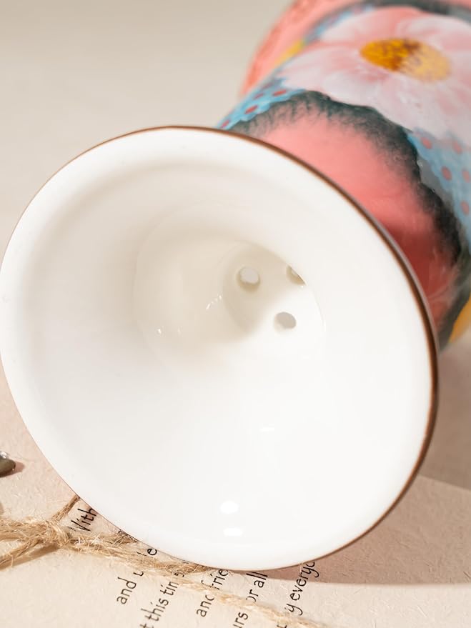 Handmade Home Desktop Storage Cups, Ceramic Hand-Painted Makeup Brush Holder Organizer, Pen Holder, Toothbrush and Toothpaste Holders, Small Plant Pots Indoor with Drainage, Glazed Pink