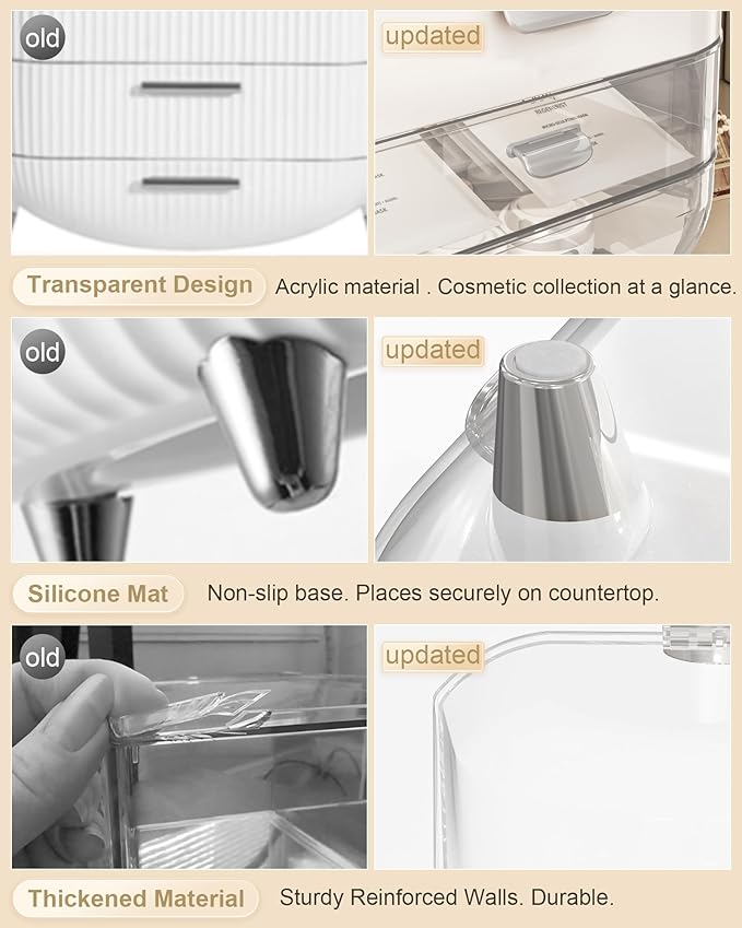 Makeup Organizer, Skincare Holder Bathroom Counter Organizer, Storage Box Cosmetic Display Cases, Teen Girl Gifts Trendy Stuff Make up Organizers for Vanity, Dresser, Countertop (Silver)