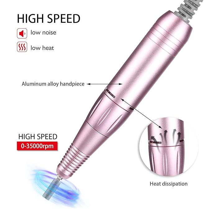 35000RPM Manicure Nail Drill Replacement, Professional Nail Drill Handpiece, Electric Nail Polishing Machine Grinder Nail Polishing Machine Handle Accessory