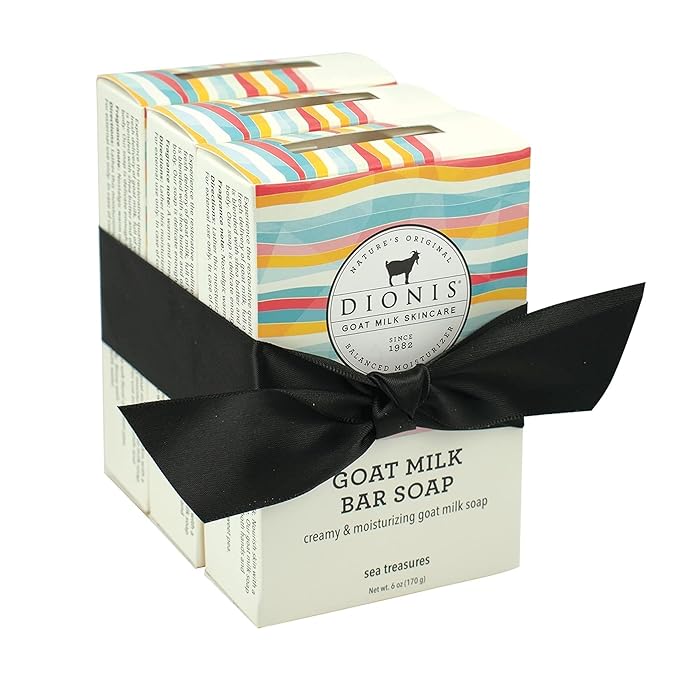 Dionis Goat Milk Skincare Bar Hand Soap-Shea Butter & Olive Oil Nourish, Moisturize, Restore, For All Skin Types, Non Greasy, No Residue, Sea Treasures Scent, Gift Set Bundle Of 3 Moisturizing Bars