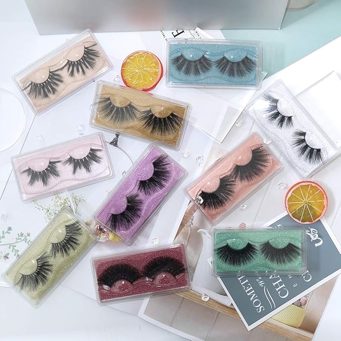 FARRED Wholesale 25mm Faux Mink Lashes, 30 Pairs 10 Styles, Bulk Long Dramatic 6D Fake Eyelashes Strip Volume Lashes, Synthetic False Eyelashes