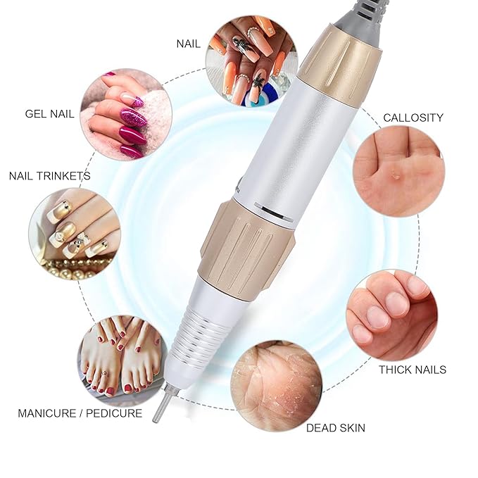 35000RPM Electric Nail Drill Pen, 5-Hole Connector Nail Drill Replacement Handle Handpiece, Manicure Pedicure Machine Polish Tool for Acrylic Nails, Low Noise Nail Art Tool for Salon and Home Use
