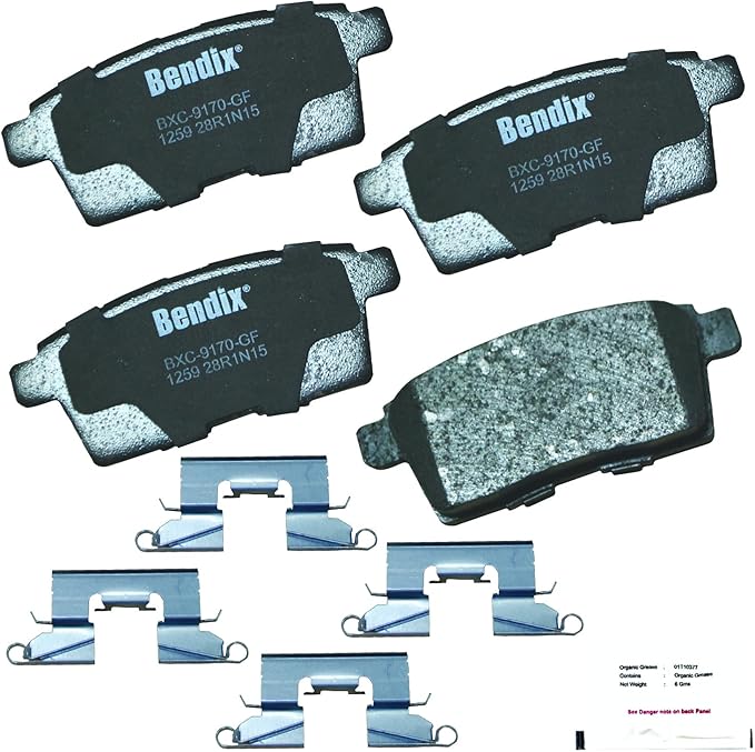 Bendix Priority1 CFC1259 Ceramic Rear Brake Pads for Ford Edge 2010-2007, Lincoln MKX 2010-2007, Mazda CX-7 2012-2007, CX-9 2011-2007, CX-9 2015-2013