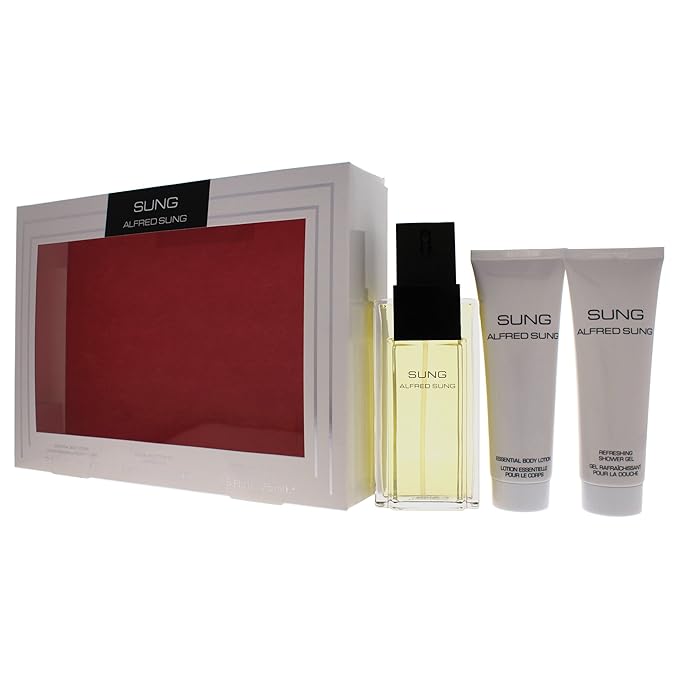 Alfred Sung Sung for Women - 3 Pc Gift Set 3.4oz EDT Spray, 2.5oz Essential Body Lotion, 2.5oz Refreshing Shower Gel. (Pack of 2)