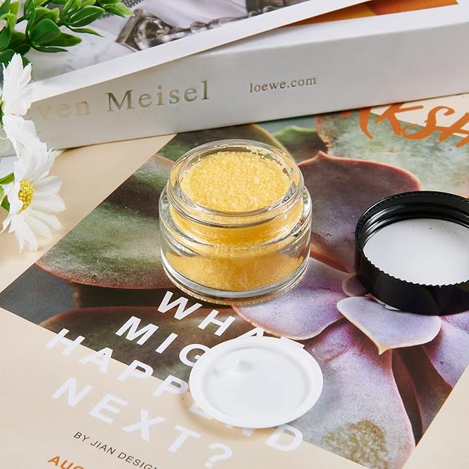 1oz Glass Jar with Lid, Hoa Kinh 40 Pack Clear Round Containers Cosmetic Glass Jars with Inner Liners and Black Lids Travel Jars for Storing Lip and Body Scrub, Lotion, Body Butter, Bath Salts, Liquid