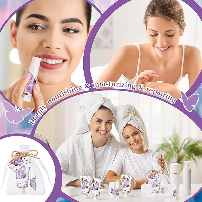 24 Sets Christian Hand Cream and Lip Balm Gift Set Christmas Christian Gift for Women Travel Size Hand Lotion Bible Verse Lip Balm Bulk for Baby Bridal Shower Mom Holiday Gift(Romantic)