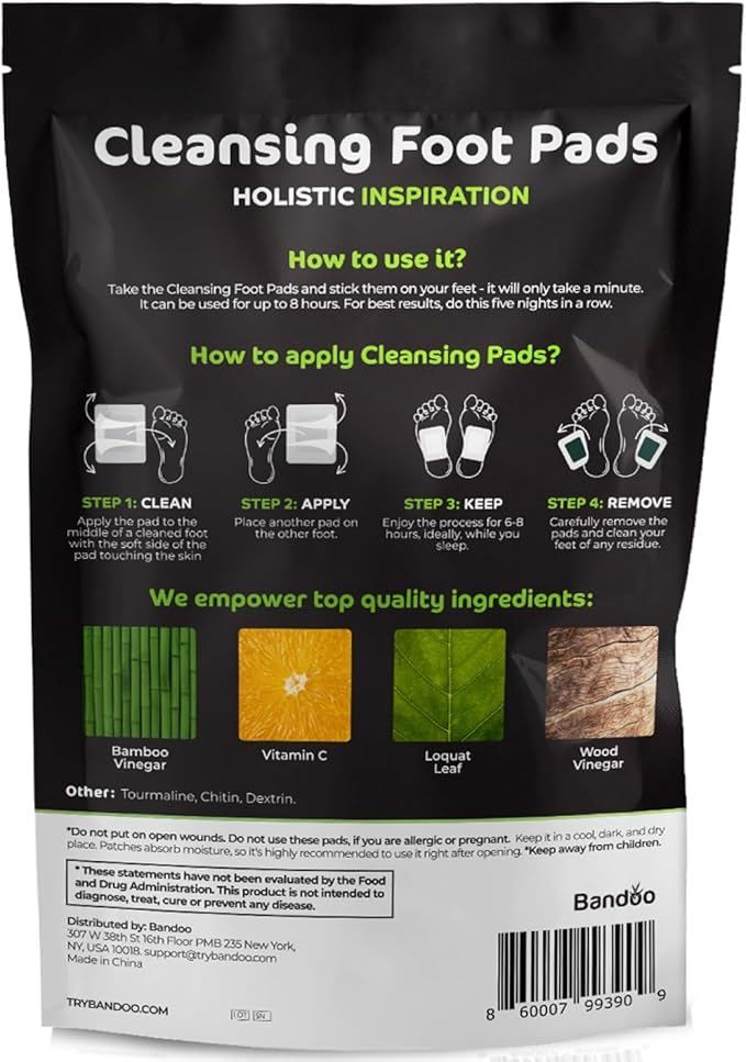 Bandoo Foot Pads | Original | Rana Pads | Premium Natural Bamboo Vinegar Foot Care Pads | Japanese Foot Pads | 10 Pads