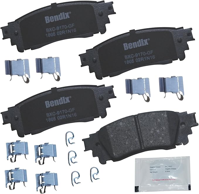 Bendix Priority1 CFC1805 Rear Brake Pads for Lexus ES250,ES300h,ES350,NX200t,NX300,NX300h,NX350,NX350h,NX450h+,RX350,RX350L,RX450h,RX450hL,UX200,UX250h,Avalon,Camry,C-HR,Corolla Cross,Prius,AWD-e