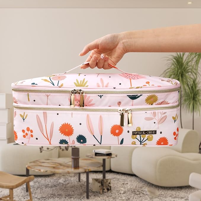 MissBoy Double Layer Travel Case Compatible with Revlon One-Step Volumizer/Hair Dryer/Hot Air Brush, Dyson Hair Dryer Carrying Case, Shark Flexstyle Storage Organizer Bag (Bag Only)