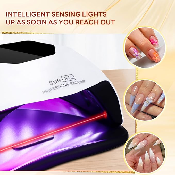 268W UV LED Nail Lamp, HeerMua Nail Dryer for Gel Polish, Fast Curing Gel Polish Light 4 Timers,Professional LED Nail Lamp UV Nail Light with Portable Handle, 57Pcs Lamp Beads and Automatic Sensor