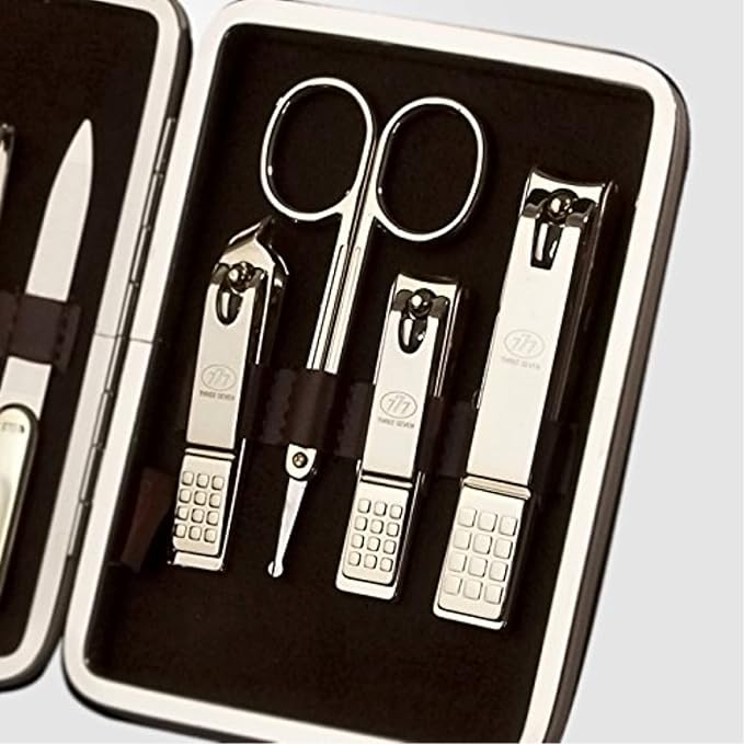 World No. 1. Three Seven (777) Travel Manicure Grooming Kit Nail Clipper Set (9 PCs, TS-392WG), MADE IN KOREA, SINCE 1975.