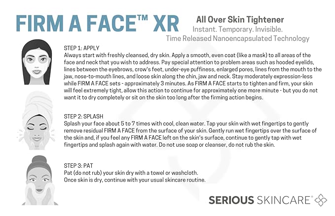 Serious Skincare - Instant FIRM A FACE XR - Temporary Face Tightener - Invisibly Firm, Lift, and Smooth the Look of Fine Lines, Deep Wrinkles and Pores - Anti-Aging Retinol - 3.2 Fl Oz (2Pack)