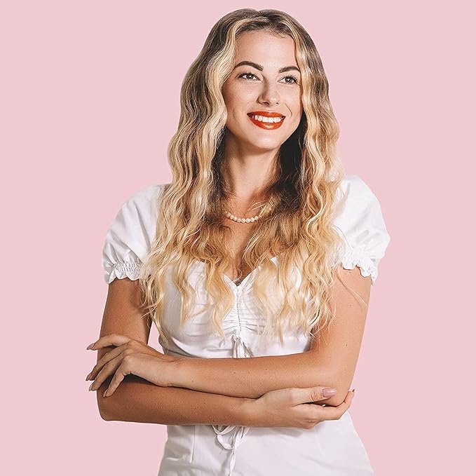 3 Barrel Curling Iron Hair Crimper: Aleath Dual Voltage Adjustable Temperature Three Barrels Hair Waver - Ceramic 1 inch Curler Wand