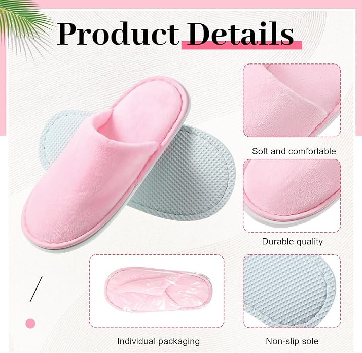 12 Pairs Kids Disposable Slippers for Guests Closed Toe Non Slip Spa Slippers Bulk Soft House Slippers Winter Warm Flip Flops for Boys Girls Travel Hotel Party Indoor Outdoor
