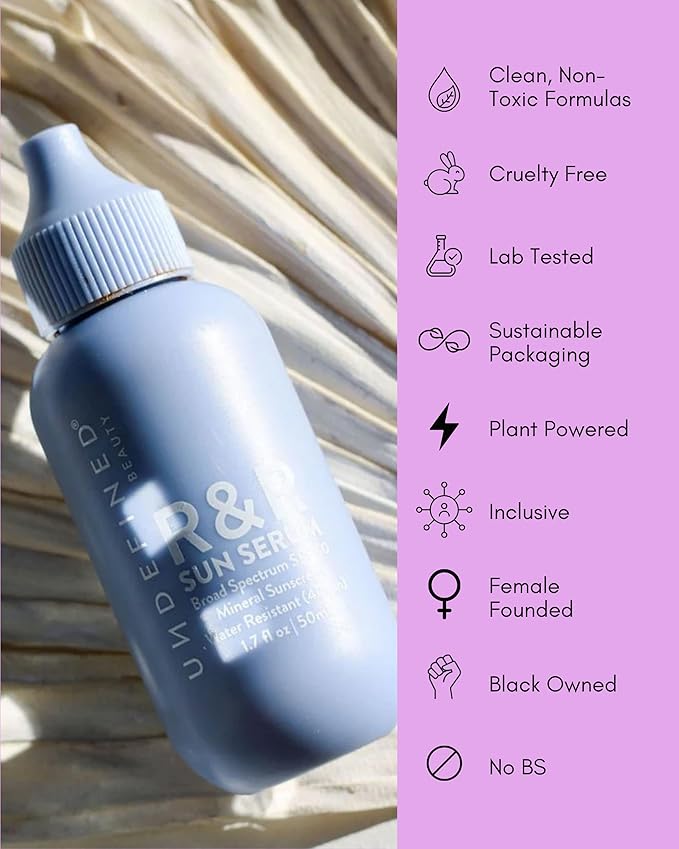 Undefined Beauty R&R Sun Serum SPF 50 Tinted Mineral Sunscreen PA++++ 3 Flex shades, infused with Niacinamide, 40 min Water Resistant, bluelight protection, 1.7oz… (Medium Tint/Warm Undertone)