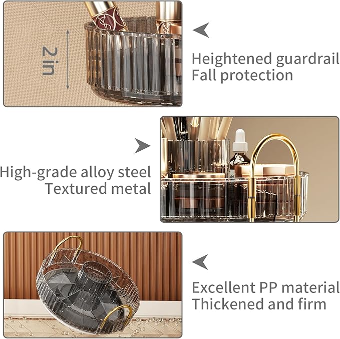 360° Rotating Makeup Organizer, Large-Capacity Skincare Make Up Storage 2 Tier Perfume Organizers Cosmetic Dresser Organizer with Makeup Brush Holder, Fits Bedroom, Bathroom, Vanity Shelf Countertop
