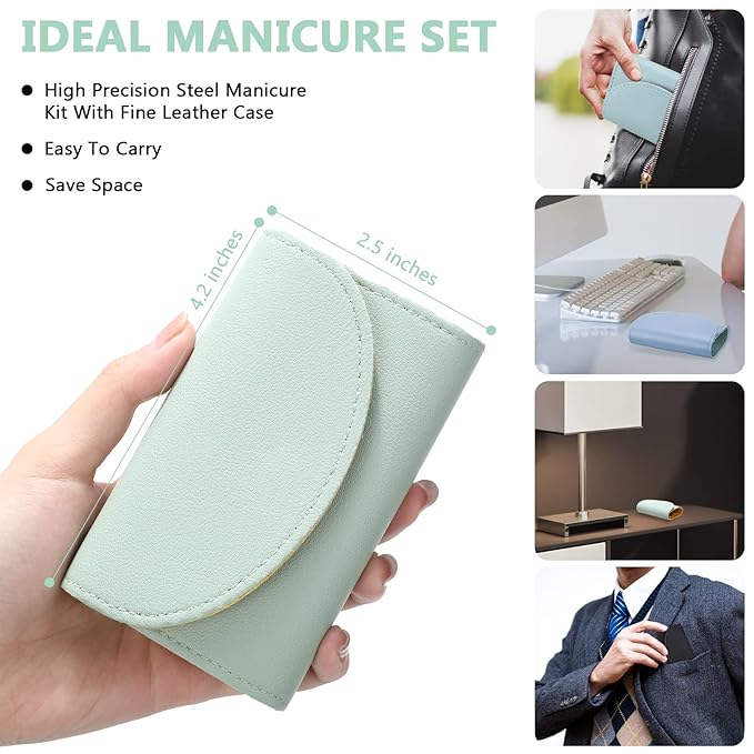 12 Set Manicure Set Bulk Mini Manicure Nail Clipper Kit 7 in 1 Stainless Steel Professional Nail Care Pedicure with Travel Portable Bag Grooming Kits for Women Men Home(Multi Color)