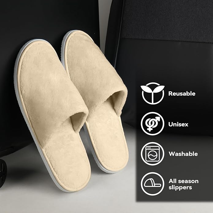 10Pcs Unisex Disposable Slippers for Guests, SPA, Hotel, Bath, Travel - Bulk Cotton Slippers for Shoeless Home, Guest House or Commercial Use