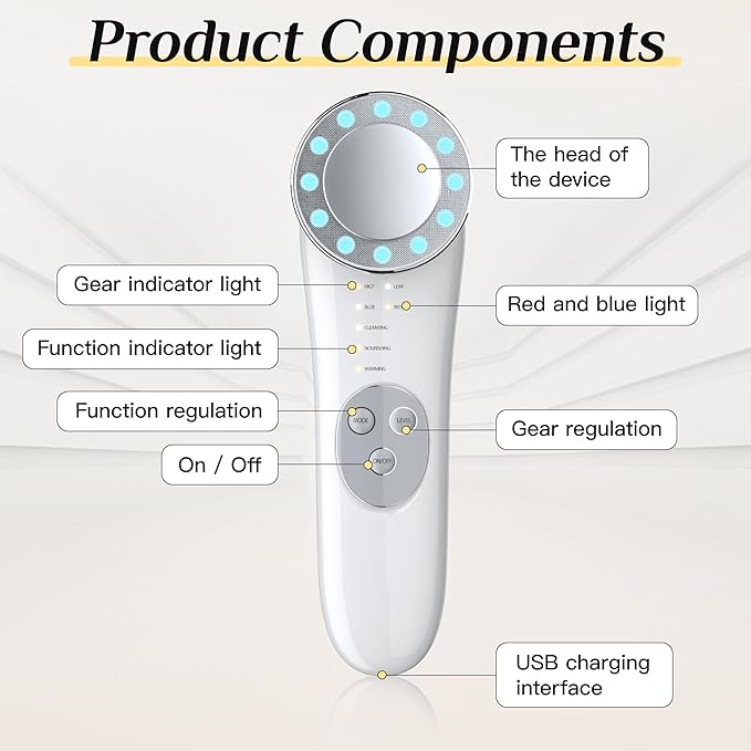 Microcurrent Facial Device Facial Massager Face Roller Tools for Skin Care Microcurrent Multifunctional Facial Massager, White-02