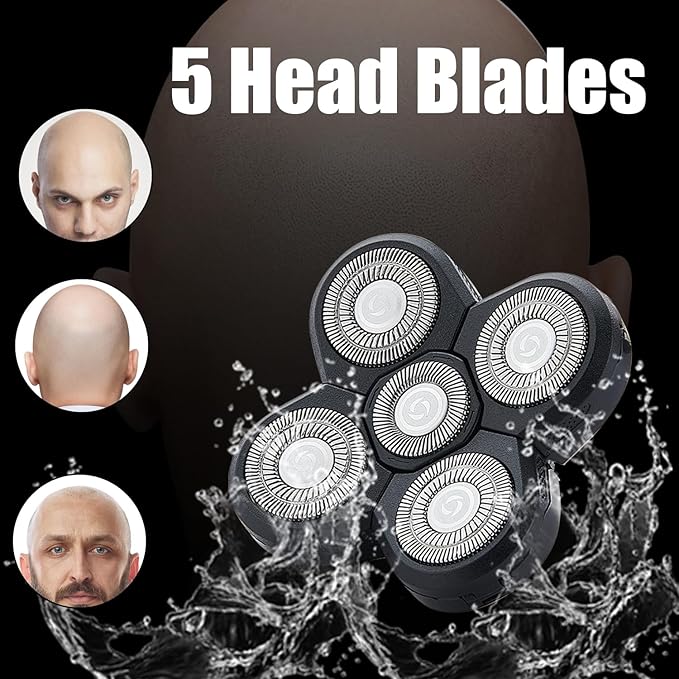 4PCS Shaver Replacement Blades,5 Head Shaver Heads for Bald Men,Head and Face Electric Razor Shaver Head