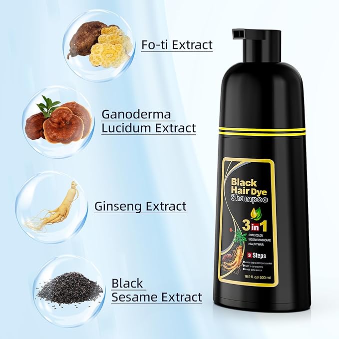 Ivnil Black Hair Dye Shampoo 3 in 1 Hair Color Shampoo for Women & Men for Gray Hair Coverage for Instant Herbal Natural Champu Para Canas Mujer