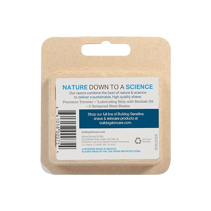 Bulldog Mens Skincare and Grooming Sensitive Skin Razor Blades Refills for Men, 4 Count