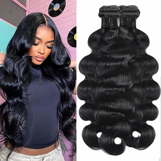 4 Bundles Human Hair Body Wave 22 24 26 28Inch 12A 100% Unprocessed Sew in Human Hair Brazilian Virgin Hair Bundles Natural Color Hair Extensions For Women