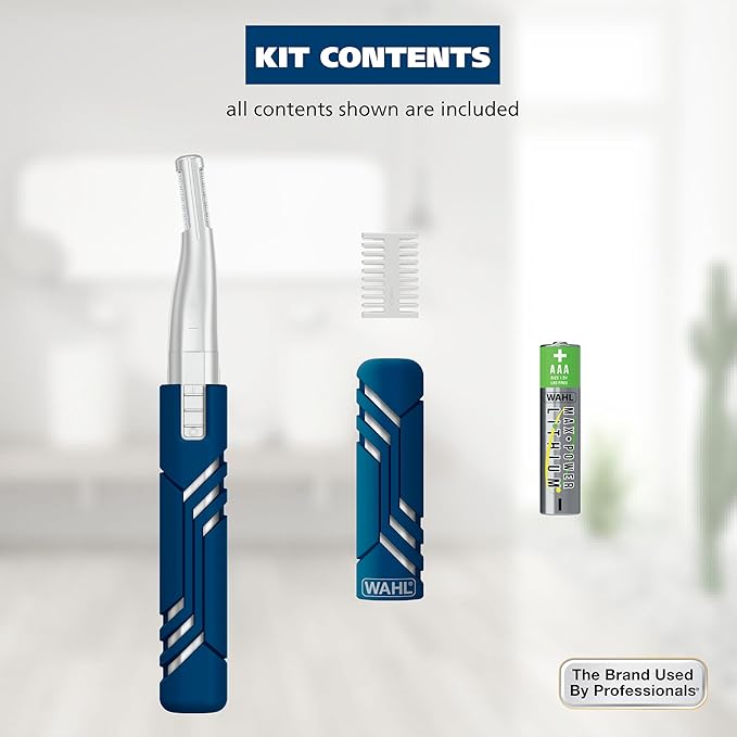 Wahl DualTech® Lithium Battery Dual Sided Eyebrow, Bikini, and Facial Hair Removal Trimmer for Women with Rubber Grip – Model 3026636