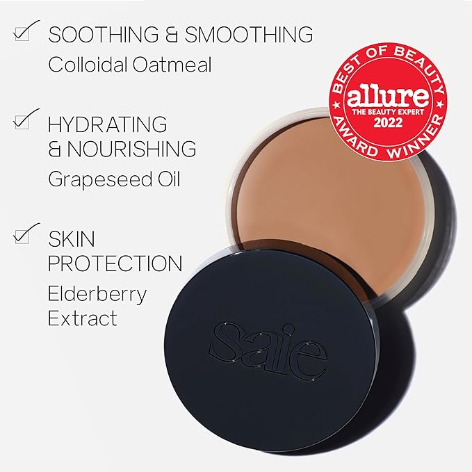 Saie Sun Melt Cream Bronzer - Buildable Balm Face Bronzer for Effortless Sculpting - Cream Contour Enriched with Vitamin C, Nourishing Skincare Ingredients & a Natural Finish - Fair Bronze (1 oz)