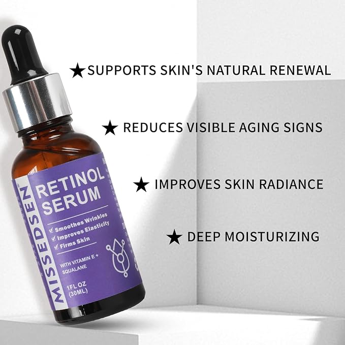 Retinol Serum for Face anti aging with Squalane Oil & Vitamin E Oil for Skin Care Night Repair Serum for Oily, Combination, Dry & Mature Skin for Daily Use 1Fl oz