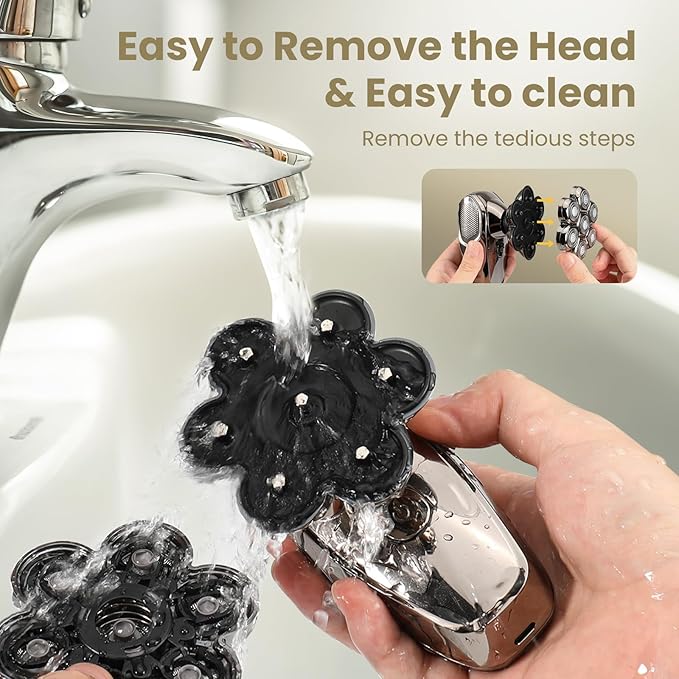 7D Head Shavers for Bald Men, SHPAVVER Detachable Head Shaver LED Display Dry Wet Bald Head Razor, IPX7 Waterproof Head Shavers with Type-C Charge