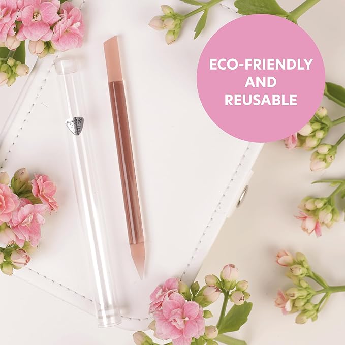 BONA FIDE BEAUTY Premium Czech Glass Cuticle Pusher Set, 3-Pieces Manicure Stick Bundle - Clear, Blue, and Pink