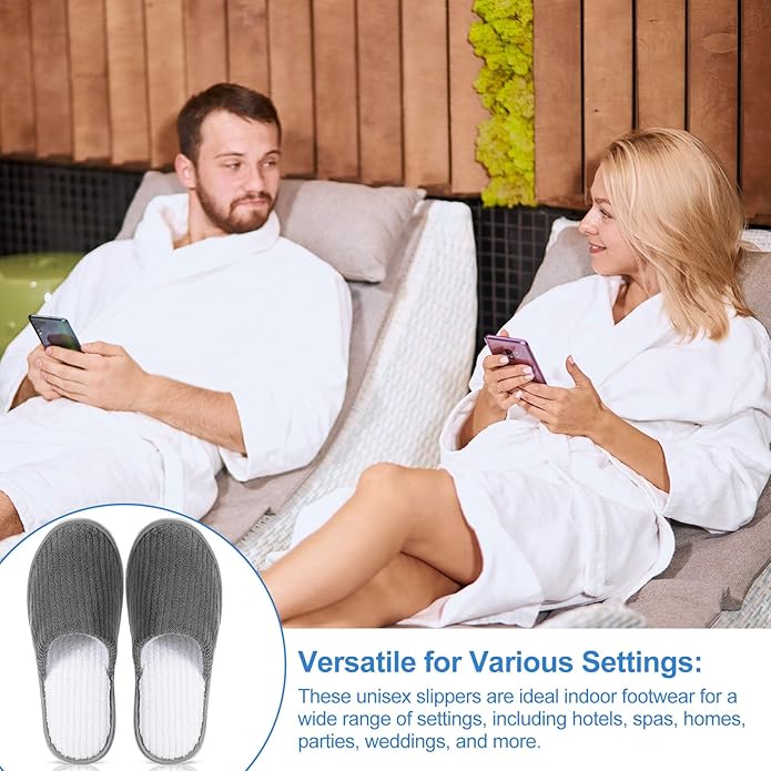 Panitay 20 Pairs Reusable Spa Slippers for Guests Washable House Slippers with Triple Layer Coral Fleece for Home Indoor Hotel Travel, Closed Toe