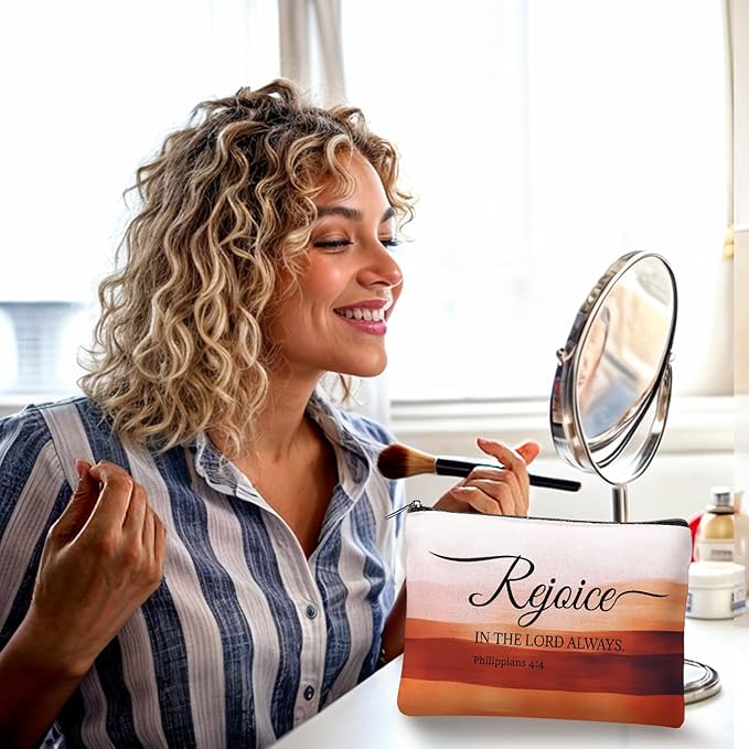 20PCS Christian Inspirational Cosmetic Bags for Women Religious Makeup Bags Bulk Christian Gifts for Women Bible Verse Canvas Zipper Pouch for Mother's Day Sister Employee Gifts(Scenery)